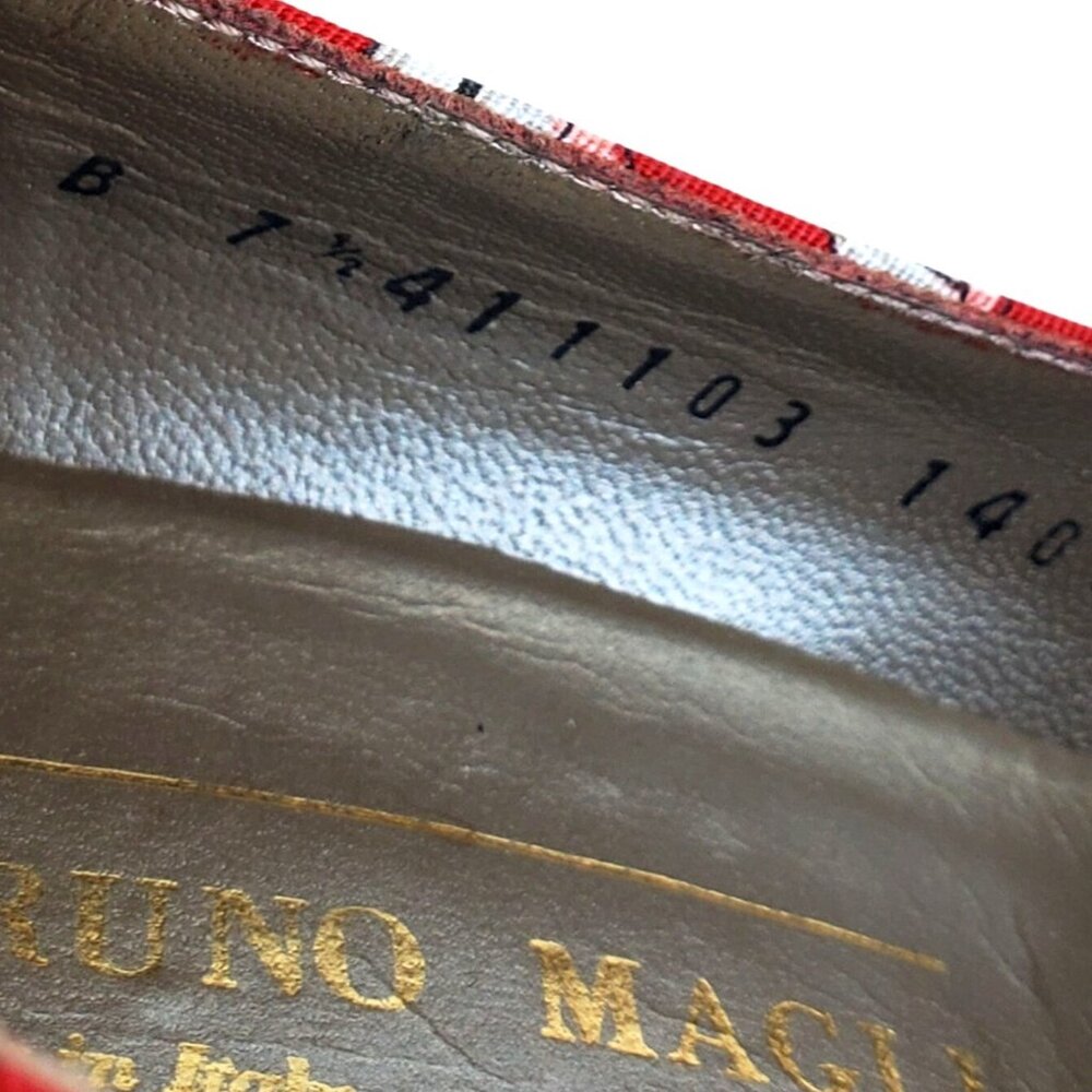 Bruno Magli 80s Vintage Red Heels 7.5 Novelty Dice Leather Canvas Rare Italy - Picture 8 of 14